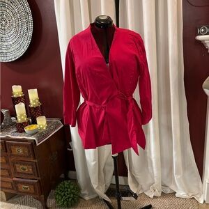 Chic Red Wrap Shirt